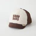 Winter kids baseball cap in dark brown and beige with fleece lining and GOOD DAYS embroidery - 48-52cm / Good Days Embroidery (Style D) / Coffee