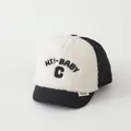 Toddler black and white quilted baseball cap with sherpa fleece panel and embroidery - 48-52cm / HI! BABY C Black (C Letter Black)