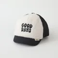 Kids baseball cap in black and white sherpa fabric with GOOD DAYS embroidery - 48-52cm / Good Days Embroidery (Style D) / Black
