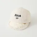 Creamy white sherpa baseball cap for kids with NICE and smile face embroidery - 47-50cm / NICE Beige