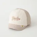 Kids warm winter Boston baseball cap in khaki quilted fabric and white faux shearling - 48-52cm / Boston Khaki (boston Khaki)