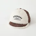Contrast brown and white fleece baseball cap for kids with athletic embroidery detail - 47-50cm / GOOD DAY Coffee
