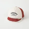 Kids winter fleece baseball cap in burgundy and cream with NICE embroidery detail - 47-50cm / GOOD DAY Jujube Red