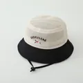 Breathable mesh kid sun hat in beige and black with cute cartoon dog embroidery - 50-52cm / Black