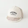 Beige and white toddlers' winter baseball cap with NICE smiley face and lamb wool texture - 47-50cm / GOOD DAY Khaki