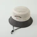Kids breathable mesh bucket hat with puppy-themed embroidery and adjustable strap - 50-52cm / Gray