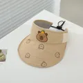 Dettaglio del cappello da sole kaki per bambini con motivo capibara e laccio regolabile - Taglia Neonato / Stile 3 Capibara (TYJS507)