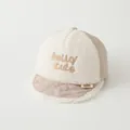 Cozy infant lamb wool baseball cap in beige and khaki with Hello Cute embroidery - 47-50cm / HELLO Khaki
