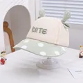 Detail of cute mint green sun hat with mesh fabric and 3D decorative ears for kids - 48-50cm / Light Green