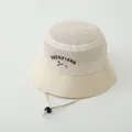 Breathable mesh kid's bucket hat in beige with cartoon puppy embroidery and wind cord - 50-52cm / Beige
