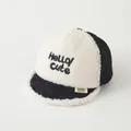 Contrast winter baby baseball cap in fleece and quilted fabric with Hello Cute embroidery - 47-50cm / HELLO Black
