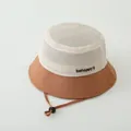 Chapeau bob d'été en maille pour enfants en beige et marron avec cordon - 50-52cm / Café