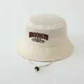 Beige mesh breathable kids bucket hat with Brooklyn New York embroidery and chin strap - 50-52CM / Beige