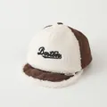 Toddler winter baseball cap in brown and white sherpa fleece with Boston embroidery - 47-50cm / BOSTON Coffee