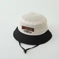 Toddler mesh bucket hat in beige and black with Brooklyn embroidery and windproof strap - 50-52CM / Black