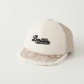 Baby sherpa baseball cap with Boston embroidery in cream and khaki quilted design - 47-50cm / BOSTON Khaki