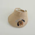 Adjustable khaki children's sun hat with cartoon print and wide brim for kids - Type 2 Khaki (Dog)
