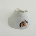 Light gray quick-dry kids sun visor with cartoon dog print and adjustable velcro strap - Type 2 Green (Dog)