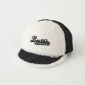 Infant winter baseball cap in black and white lamb wool with Boston embroidery - 47-50cm / BOSTON Black