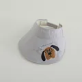 Light gray children's open top sun hat with cartoon puppy print and wide brim - Type 2 Light Gray (Dog)