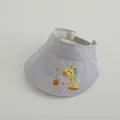 Light gray kids sun visor with cartoon giraffe pattern and breathable fabric - Kids Adjustable Size / Giraffe-Light Gray