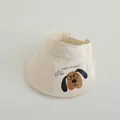 Beige kids' open-top sun hat featuring a cute cartoon dog print and adjustable velcro strap - Type 2 Beige (Dog)