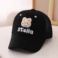 Παιδικό μαύρο καπέλο mesh με κέντημα κουνελάκι Stella και διαπνέον δίχτυ στο πίσω μέρος - 50-54cm / Μαύρο