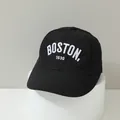 Schnelltrocknende schwarze Baseballkappe für Kinder mit weißer Boston Stickerei - 2-6 Jahre Alt (50-52CM) / Boston / Schwarz