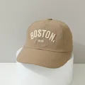 Kids quick-dry khaki baseball cap with Boston embroidery and breathable laser holes - 2-6 Years Old (50-52CM) / Boston / Light Khaki