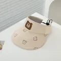 Beige capybara sun visor for toddlers with adjustable drawstring and bear pattern - Baby Size / Style 7 Bear (TYJS507)