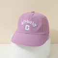 Purple quick-dry kids baseball cap with BOSTON embroidery and breathable side holes - 2-6 Years Old (50-52CM) / Letter C / Purple