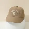 Light brown quick-dry toddler baseball cap with hi-baby embroidery for outdoor sun protection - 2-6 Years Old (50-52CM) / Letter C / Light Khaki