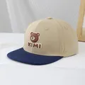 Kids baseball cap in khaki and navy blue color block with 3D silicone KIMI bear - 50-54cm (3-10 Years) / Khaki And Navy Blue
