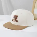 Kids color-block baseball cap in cream and brown with a cute bear and KIMI logo - 50-54cm (3-10 Years) / Rice White & Brown