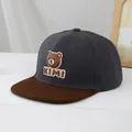 Kids baseball cap in dark grey and brown with a silicone KIMI bear patch on front - 50-54cm (3-10 Years) / Dark Gray and Brown