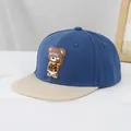 Kids navy blue and beige baseball cap featuring a cute 3D teddy bear candy patch - 50-54cm (3-10 Years) / Deep Blue and Beige