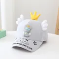 Casquette enfant gris clair avec couronne 3D et écusson en silicone motif ours mignon - 52cm / Gris
