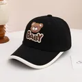Kids black baseball cap with 3D BABY embroidery and cute brown bear cartoon patch - Kids 3-10 Years (50-54CM) / BABY Black