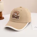 Khaki baby baseball cap with plush bear embroidery and BABY lettering applique - Kids 3-10 Years (50-54CM) / BABY Khaki