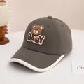 Dark gray baby baseball cap with brown bear embroidery and white contrasting trim - Kids 3-10 Years (50-54CM) / BABY Dark Gray