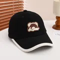 Kids black baseball cap with brown bear patch and white contrast brim in a classic style - Kids 3-10 Years (50-54CM) / BEAR Black