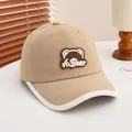 Beige kids baseball cap with brown bear patch and Vo Bear embroidery detail - Kids 3-10 Years (50-54CM) / Bear Khaki