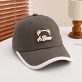 Dark grey cotton bear patch baseball cap with white brim for kids street style - Kids 3-10 Years (50-54CM) / BEAR Dark Gray