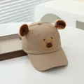 Close-up of cute capybara embroidery and plush ears on a khaki cotton baseball cap - Kids 2-8 Years / Light Khaki Capybara Style(2)