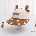 Cappello da sole per neonati con orecchie da gatto e ricamo CUTE in cotone - Neonato (1-3 Anni) / CUTE Caffè