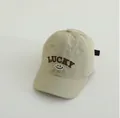Schnelltrocknende Kinder-Baseballkappe in Khaki mit LUCKY-Smiley-Stickerei-Design - Kinder 3-10 Jahre 50-54CM / Khaki