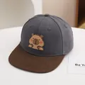 Kinderen honkbalpet in antraciet en bruin met een schattige Capybara cartoon patch - donkergrijs
