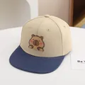 Capybara honkbalpet voor kinderen met beige kroon en donkerblauwe klep voor kids - Khaki