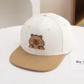 Kinderen baseballpet met capibara-patch in crème en khaki contrastkleuren - Beige