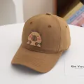 Berretto da baseball per bambini in cotone kaki scuro con patch capibara carino - Taglia Bambini / caffè